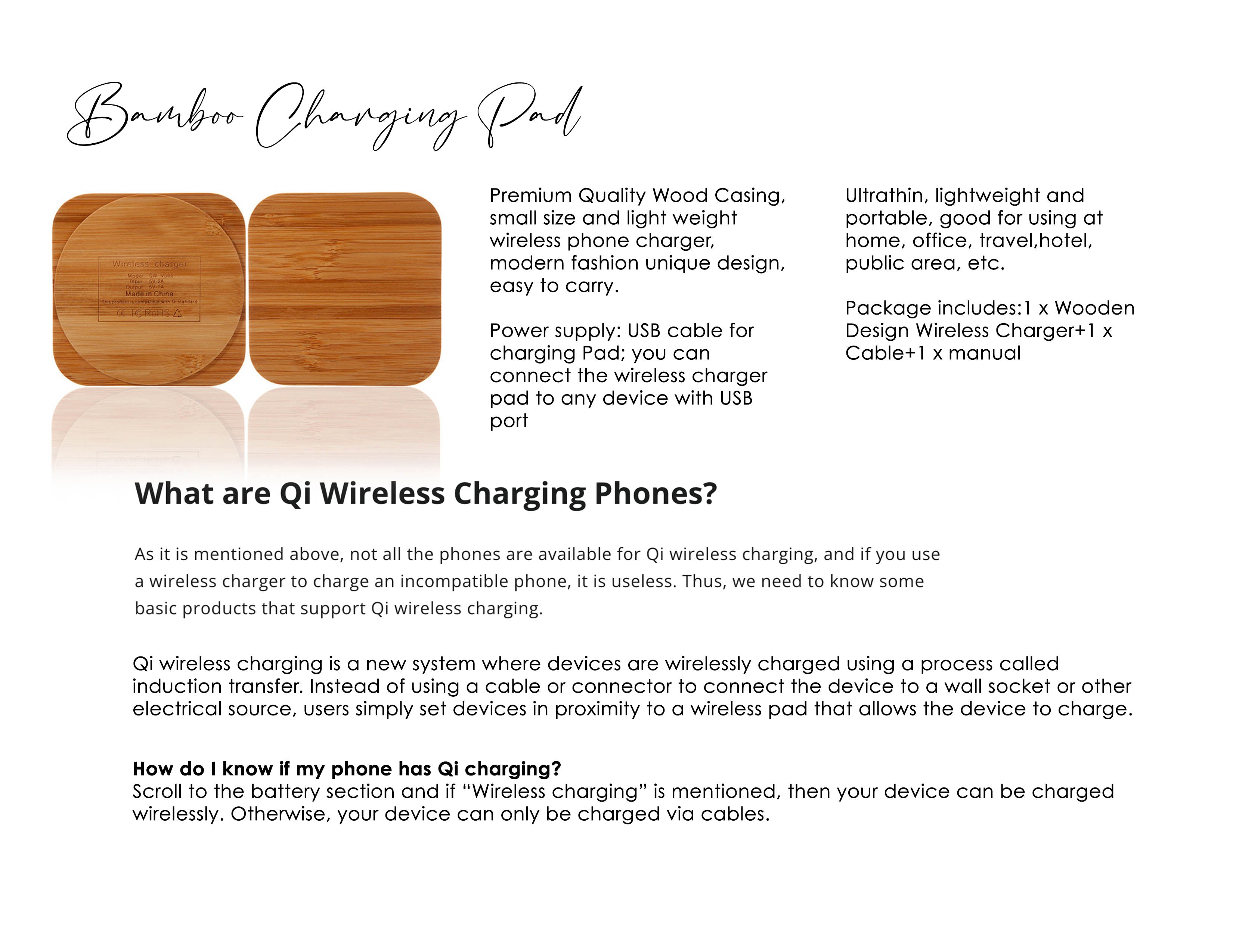 Bamboo Qi Wireless Charging Pads