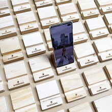 Load image into Gallery viewer, Wooden Phone Stand personalized
